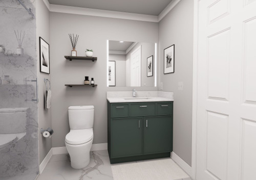 36-in x 21-in x 35-in Ready to Assemble Slim Shaker Vanity Combo Base Cabinet, Green, VSD36-RTA-FR02-GR