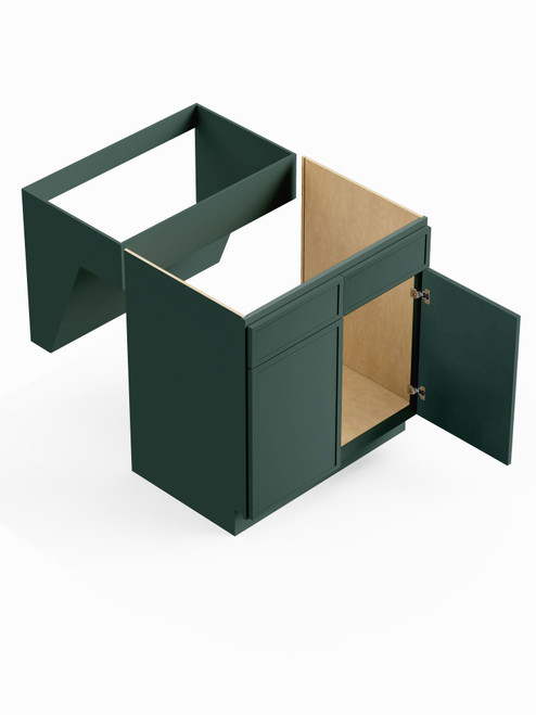 30-in x 21-in x 33-in Ready To Assemble Slim Shaker Double Door Double Drawer Front ADA Vanity Sink Base Cabinet, Green, VS30-ADA-RTA-FR02-GR