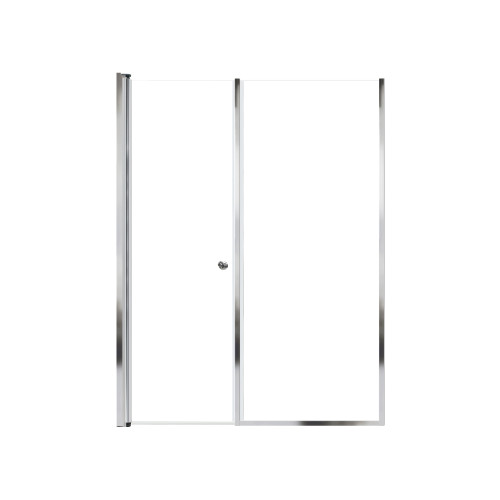 Lyna 54-in x 70-in Pivot Shower Door And Fixed Panel With 1/4-in Clear Glass And Double-Sided Knob Handles, Polished Chrome