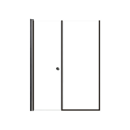 Lyna 54-in x 70-in Pivot Shower Door And Fixed Panel With 1/4-in Clear Glass And Double-Sided Knob Handles, Matte Black