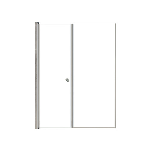 Lyna 53-in x 70-in Pivot Shower Door And Fixed Panel With 1/4-in Clear Glass And Double-Sided Knob Handles, Brushed Stainless