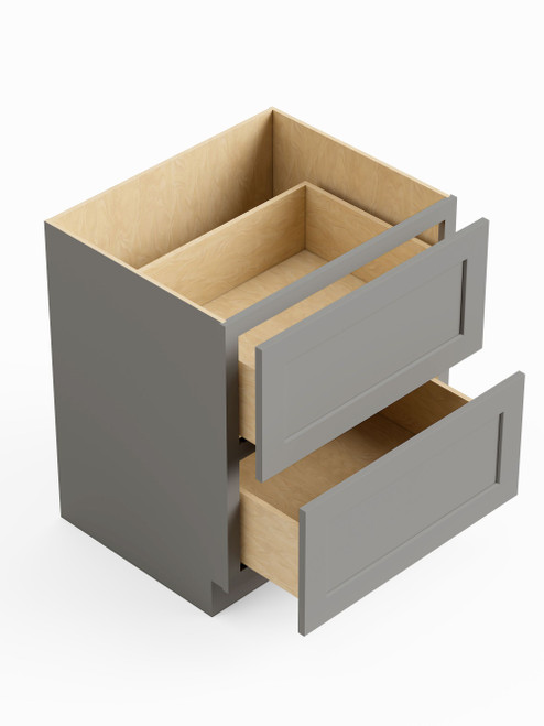 36-in x 24-in x 35-in Ready To Assemble Shaker Two Drawer Base Cabinet, Light Grey