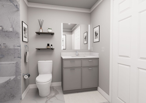 36-in x 21-in x 35-in Ready to Assemble Slim Shaker Double Door Double Drawer Front Vanity Sink Base Cabinet, Light Grey, VS36-RTA-FR02-LG