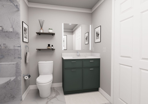36-in x 21-in x 35-in Ready to Assemble Slim Shaker Double Door Double Drawer Front Vanity Sink Base Cabinet, Green, VS36-RTA-FR02-GR