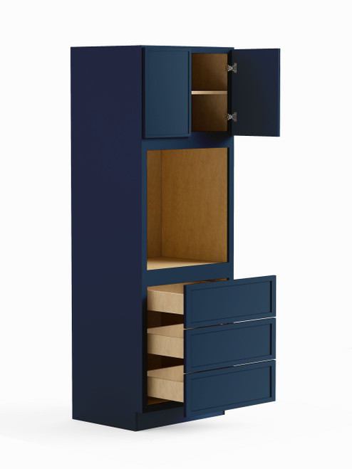 30-in x 24-in x 90-in Ready To Assemble Slim Shaker Tall Oven Cabinet, Navy Blue