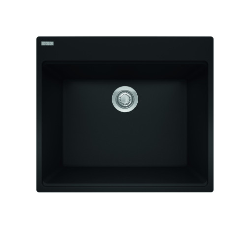 Maris Dual Mount 25-In X 22-In Fragranite Dual Mount Single Bowl Laundry Sink in Onyx