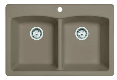 Ellipse 33.0-In. X 22.0-In. Fragranite Dual Mount Double Bowl Kitchen Sink in Oyster
