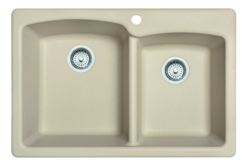 Ellipse 33.0-In. X 22.0-In.Fragranite Dual Mount Double Bowl Kitchen Sink in Champagne