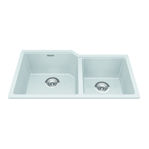 Granite Series 33.88-In Lr X 19.69-In Fb Undermount Double Bowl Granite Kitchen Sink in Polar White