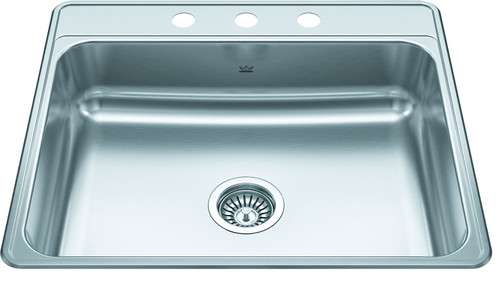 Creemore 25-In Lr X 22-In Fb X 6-In Dp Drop In Single Bowl 3-Hole Stainless Steel Sink in Commercial Satin Finish