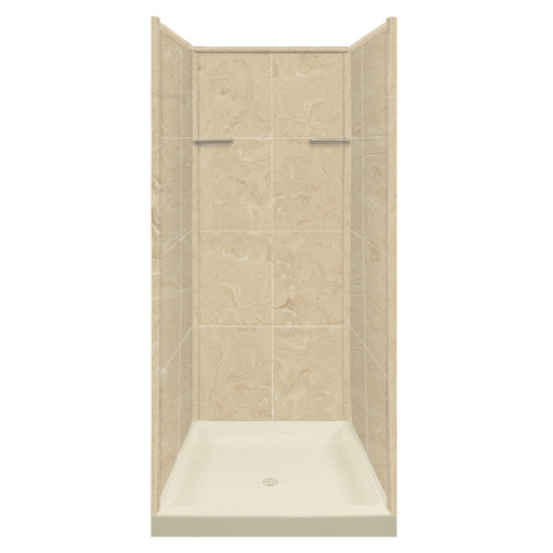 36-in Shower Kit with Wall Surround and Base, in Almond Sky/Bone