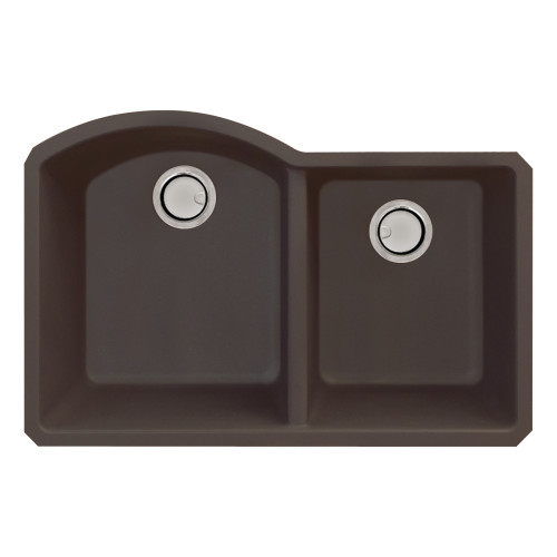 31.375-in x 20.5-in x 9.5-in Granite 1-3/4 D-Shape Double Undermount Kitchen Sink in Espresso with Grids, Strainer, Disposer Strainer, Installation Kit