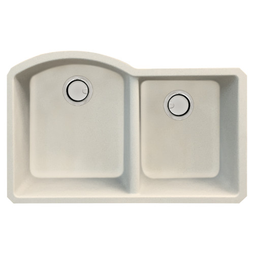 31.375-in x 20.5-in x 9.5-in Granite 1-3/4 D-Shape Double Undermount Kitchen Sink in Cafe Latte with Grids, Strainer, Disposer Strainer, Installation Kit