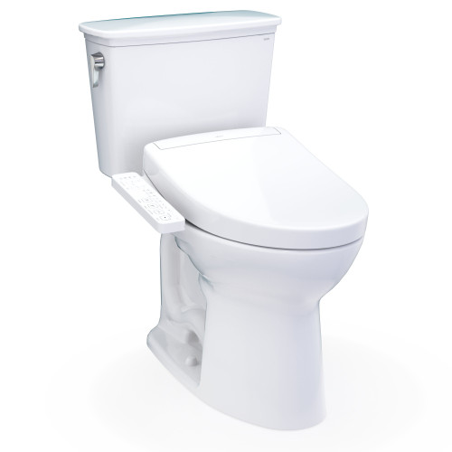 Toto(R) Drake(R) Transitional Washlet(R)+ Two-Piece Elongated 1.28 Gpf Universal Height Tornado Flush(R) Toilet With S2 Bidet Seat, Cotton White