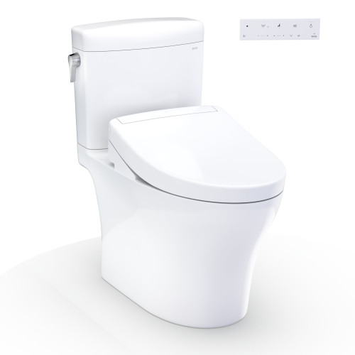 Toto(R) Washlet(R)+ Aquia Iv(R) Cube Two-Piece Elongated Dual Flush 1.28 And 0.9 Gpf Toilet With S5 Bidet Seat, Cotton White