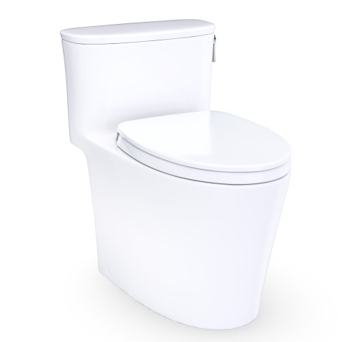 Toto(R) Aurora(Tm) 1G(R) One-Piece Elongated 1.0 Gpf Washlet(R)+ And Auto Flush Ready Universal Height Toilet With Right-Hand Trip Lever, Cefiontect(R) And Ss124 Softclose(R) Seat, Cotton White