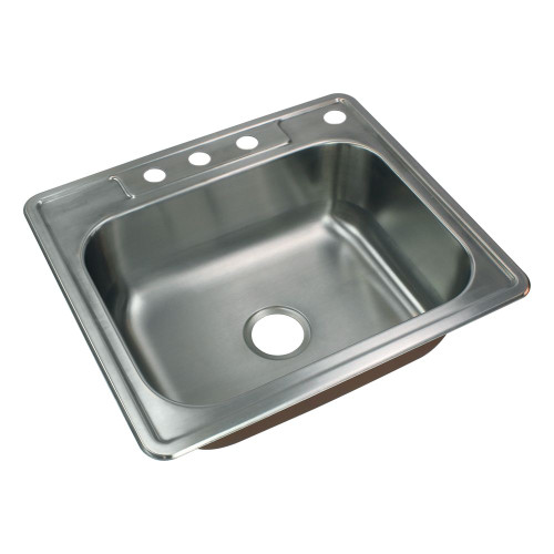 25-in x 22.02-in x 8-in 18 Gauge Single Bowl, Stainless Steel Kitchen Sink, Drop-in Installation with 4-Holes, with Grids, Strainer, Installation Kit
