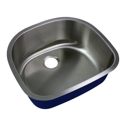 23.625-in x 21-in x 9-in 16 Gauge D-Shaped Single Bowl, Undermount Stainless Steel Kitchen Sink Kit with Grid, Strainer, Installation Kit