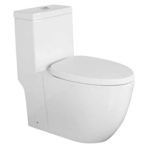 Transolid TBTS-2420-01 Pierce 1-Piece Elongated Vitreous China Dual Flush 1.28/0.8 gpf Toilet with toilet seat, White