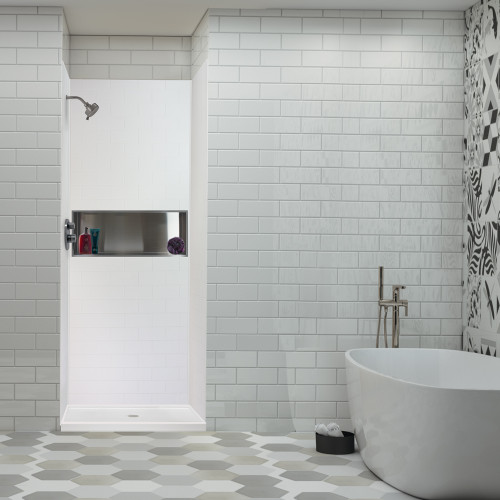 36-In X 36-In X 72-In 3-Piece Shower Wall Trimmable Kit, In White