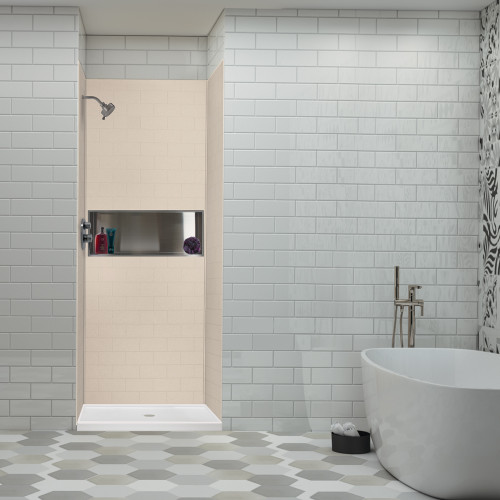 36-In X 36-In X 96-In 3-Piece Shower Wall Trimmable Kit, In Cashew