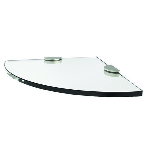 3/8in Tempered Glass Corner Tray in Satin Nickel