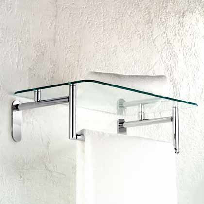 20in Hotel Shelf with Towel Bar in Satin Nickel