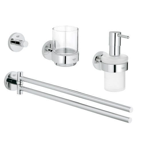 Grohe 40846001 Essentials 4-in-1 Master Bathroom Accessories Set in StarLight Chrome