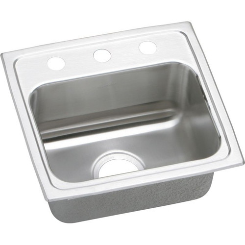 LR1716C Stainless Steel Single Bowl Top Mount Sink and Faucet Kit with Single Faucet Hole in Lustrous Highlighted Satin