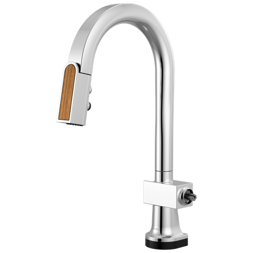 Brizo Frank Lloyd Wright(R): SmartTouch(R) Pull-Down Prep Faucet with Arc Spout and Wood Spout - Less Handle