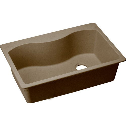 Single Bowl Top Mount Sink with Pre-scores for up to 5 Faucet Holes in Mocha