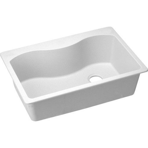 Single Bowl Top Mount Sink with Pre-scores for up to 5 Faucet Holes in White