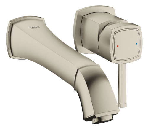 Two-Hole Wall Mount M-Size Bathroom Faucet in Brushed Nickel