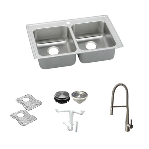 Elkay KF-LRADQ3322651 33-in X 22-in Stainless Steel Drop-in Kitchen Sink Kit