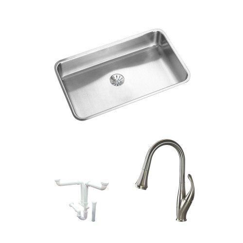 Elkay KF-ELUH2816PDBG 30.5-in X 18.5-in Stainless Steel Undermount Kitchen Sink Kit Elkay KF-ELUH2816PDBG 30.5-in X 18.5-in Stainless Steel Undermount Kitchen Sink Kit