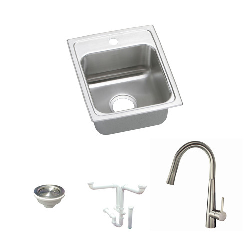 Elkay KF-LRAD1316501 13-in X 16-in Stainless Steel Drop-in Kitchen Sink Kit