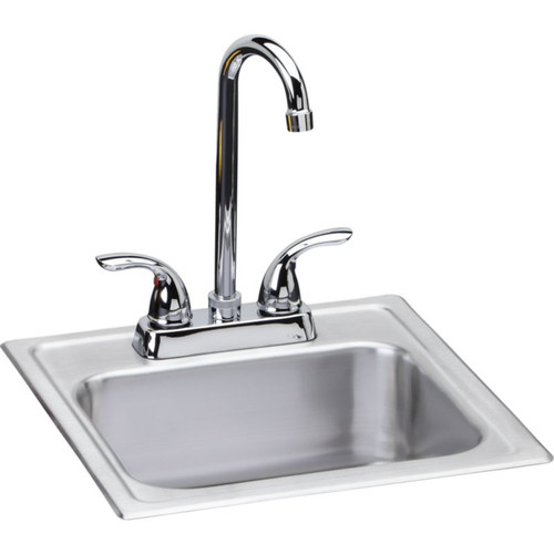 Stainless Steel Single Bowl Top Mount Sink Kit with 2 Faucet Holes in Elite Satin Stainless Steel Single Bowl Top Mount Sink Kit with 2 Faucet Holes in Elite Satin