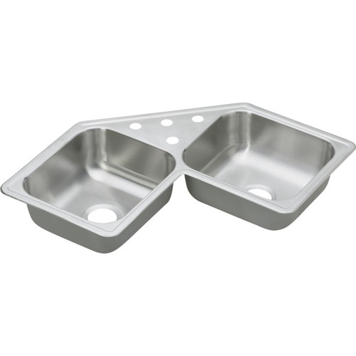 Dayton DE217323 Stainless Steel Double Bowl Top Mount Sink with 3 Faucet Holes in Elite Satin Dayton DE217323 Stainless Steel Double Bowl Top Mount Sink with 3 Faucet Holes in Elite Satin