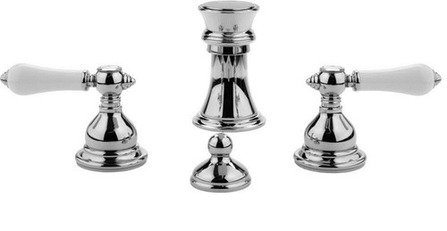 Bidet Faucet with Porcelain Lever Handles in Polished Chrome