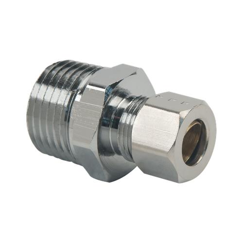 BrassCraft Compression Male Reducing Adaptor, 3/8" OD Tube, Drill Through (No Tube Stop) x 1/2" MIP