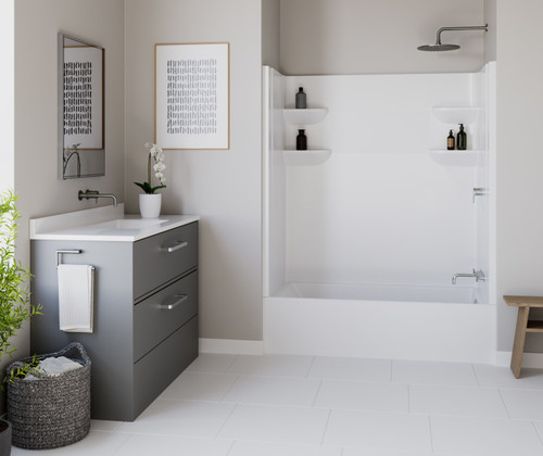 60 x 30 Veritek(TM) Pro Alcove Right Hand Drain Four Piece Tub Shower in White