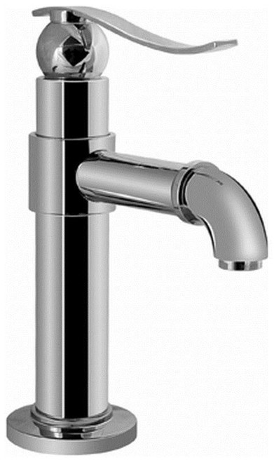 Single Hole Bathroom Faucet with Metal Lever Handle in Polished Chrome