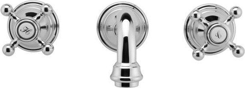 Wall Mounted Bathroom Faucet with Metal Cross Handles in Olive Bronze
