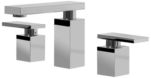 Widespread Bathroom Faucet with Metal Lever Handles in Steelnox