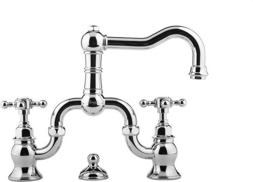 Widespread Bathroom Faucet with Metal Cross Handles in Polished Nickel