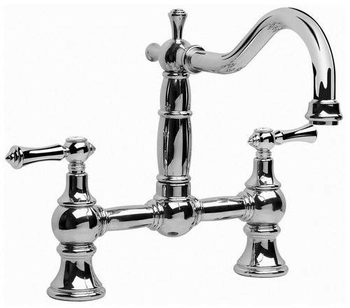 Kitchen Faucet with Metal Cross Handles in Polished Nickel