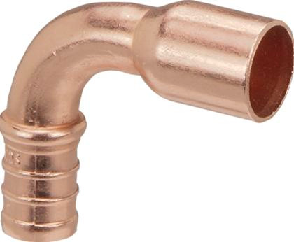 Viega PureFlow Crimp 90° elbow, copper, Crimp: ¾; FTG (CTS): ¾