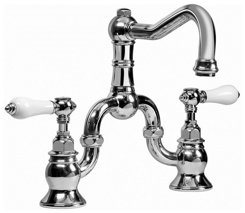 Kitchen Faucet with Porcelain Lever Handles in Olive Bronze