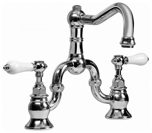 Kitchen Faucet with Porcelain Lever Handles in Polished Nickel