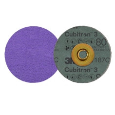 3M™ Cubitron™ 3 Roloc™ Fibre Disc 1187C, 80+, TSM, Purple, 3 in, Die RS300VM, 50/Carton, 200 ea/Case
